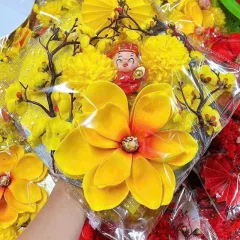Nguồn hàng sỉ set Phụ Kiện Trang Trí Hoa Mộc Lan Đào Cổ Tượng - Mẹt Tre Hoa Treo Tường - Phên Tre Trang Trí Tết
