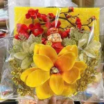 Nguồn hàng sỉ set Phụ Kiện Trang Trí Hoa Mộc Lan Đào Cổ Tượng - Mẹt Tre Hoa Treo Tường - Phên Tre Trang Trí Tết