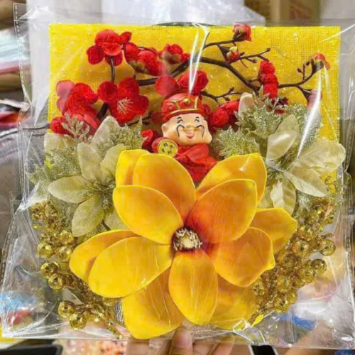 Nguồn hàng sỉ set Phụ Kiện Trang Trí Hoa Mộc Lan Đào Cổ Tượng - Mẹt Tre Hoa Treo Tường - Phên Tre Trang Trí Tết