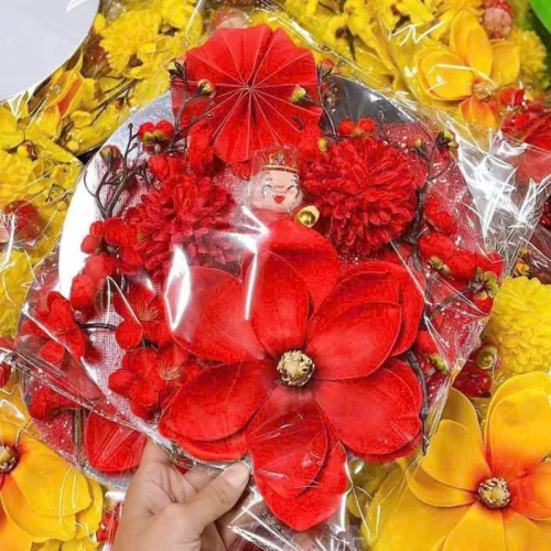 Nguồn hàng sỉ set Phụ Kiện Trang Trí Hoa Mộc Lan Đào Cổ Tượng - Mẹt Tre Hoa Treo Tường - Phên Tre Trang Trí Tết