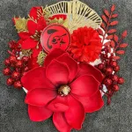 Set mẹt tre hoa mộc lan treo tường và phên tre trang trí Tết