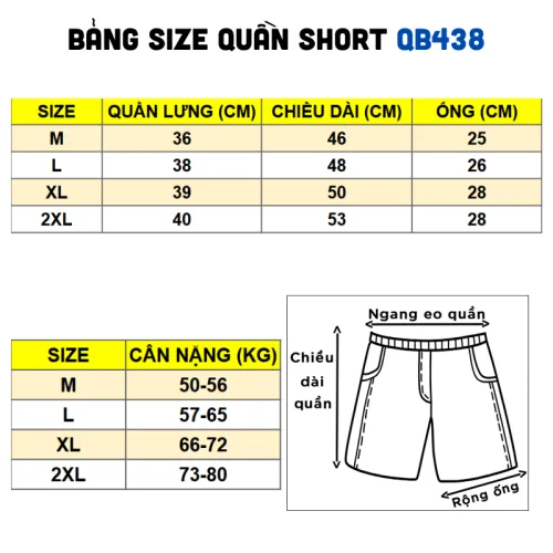 Quần short nam vải thun thêu logo chữ, size 50-80kg