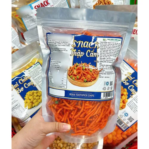 Snack thập cẩm que đậu thơm ngon, đóng túi zip 500g