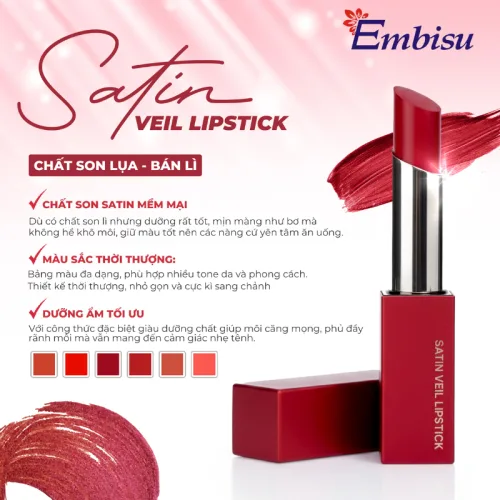 Son Embisu Satin Veil Lipstick sáp lì Hàn Quốc 6 màu