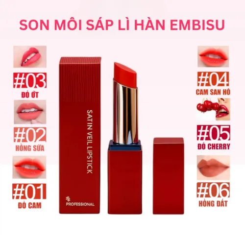 Son Embisu Satin Veil Lipstick sáp lì Hàn Quốc 6 màu