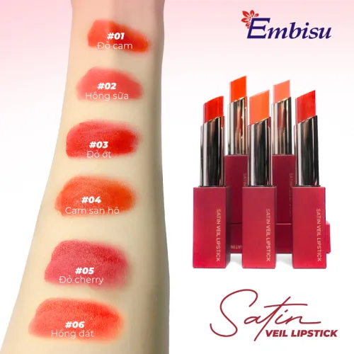 Son Embisu Satin Veil Lipstick sáp lì Hàn Quốc 6 màu