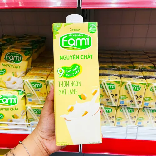 Sữa đậu nành nguyên chất FAMI – dung tích 1 lít, hộp lớn