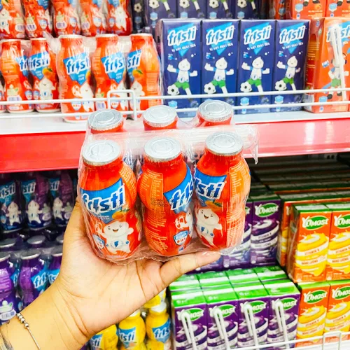 Lốc 6 chai sữa chua uống FRISTI hương cam, 80ml/chai, màu cam