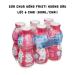 Lốc 6 Chai Sữa Chua Uống FRISTI Hương Dâu 80ml Màu Hồng