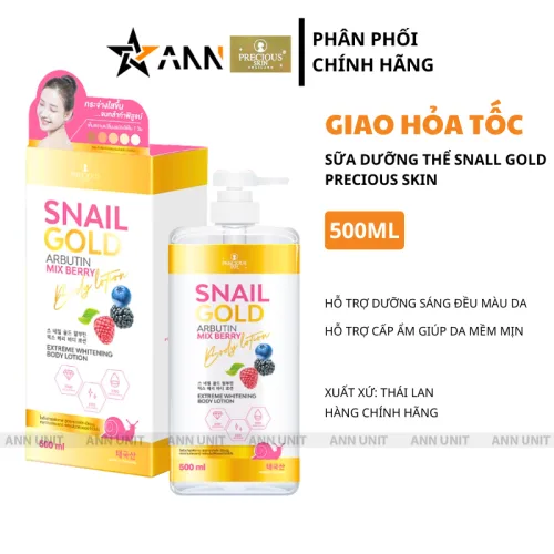 Sữa dưỡng thể Precious Skin Snail Gold Arbutin Mixed Berry 500ml