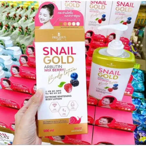 Sữa dưỡng thể Precious Skin Snail Gold Arbutin Mixed Berry 500ml