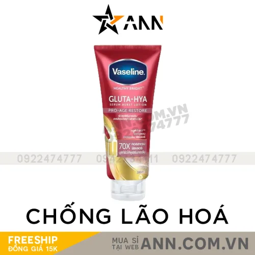 Shop sỉ sữa Dưỡng Thể Vaseline 70x Màu Đỏ Gluta Hya Serum Burst Lotion Pro Age Restore Thái Lan