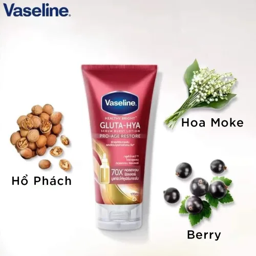 Shop sỉ sữa Dưỡng Thể Vaseline 70x Màu Đỏ Gluta Hya Serum Burst Lotion Pro Age Restore Thái Lan