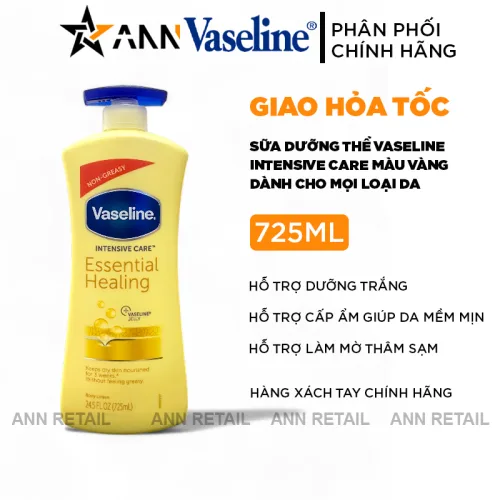 Shop sỉ sữa Dưỡng Thể Vaseline Intensive Care Essential Healing Màu Vàng 725ml - Hàng Xách Tay