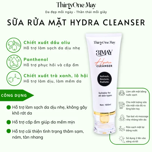 Sữa rửa mặt 31may Hydra Cleanser, chai 100ml