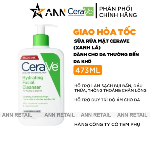 Nơi lấy sỉ sữa Rửa Mặt Cerave Hydrating Cleanser Xanh Lá  Lớn 473ml - Dành Cho Da Thường Đến Da Khô