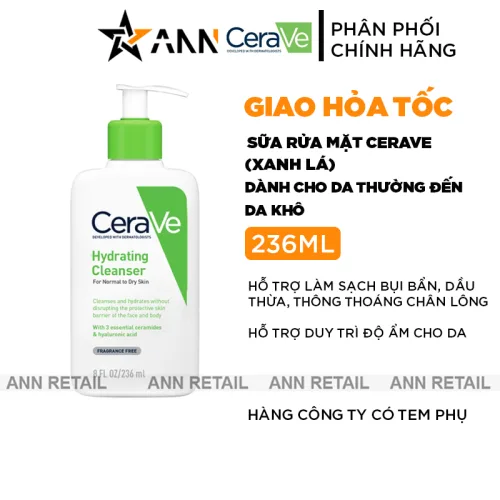 CeraVe Hydrating Cleanser sữa rửa mặt xanh lá 236ml