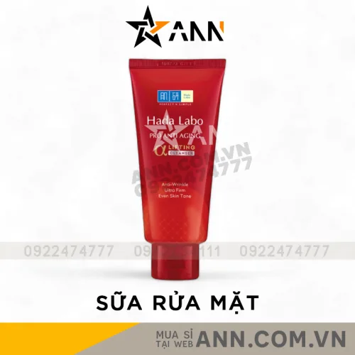 Sữa rửa mặt chống lão hoá Hada Labo Pro Anti Aging màu đỏ, 80g