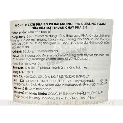 Sữa rửa mặt Byvibes Wonder Bath PHA 5.5 dung tích 130ml