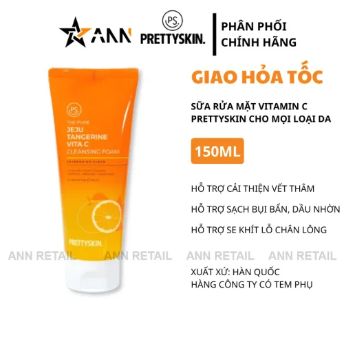 Nơi lấy sỉ sữa Rửa Mặt Prettyskin The Pure Jeju Tangerine Vita C Cleansing Foam 150ml