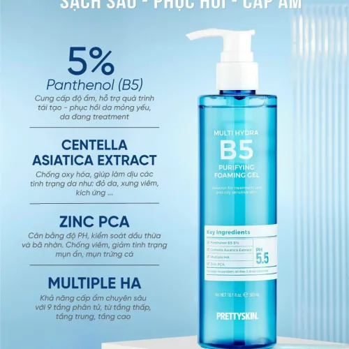 Nguồn hàng sỉ sữa Rửa Mặt Prettyskin Multi Hydra B5 Cấp Ẩm Sạch Sâu 300ml