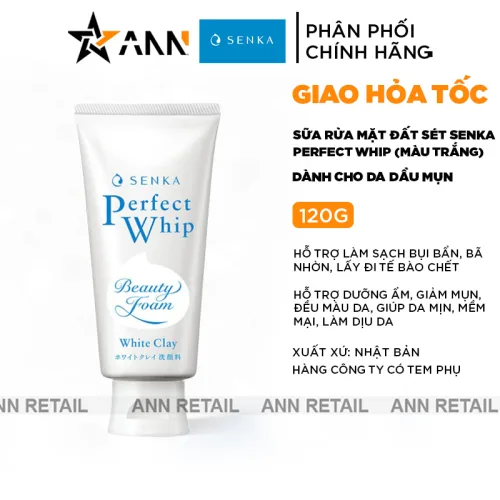 Chỗ sỉ sữa Rửa Mặt Senka Perfect Whip Đất Sét Màu Trắng 120g - Dành Cho Da Dầu Mụn