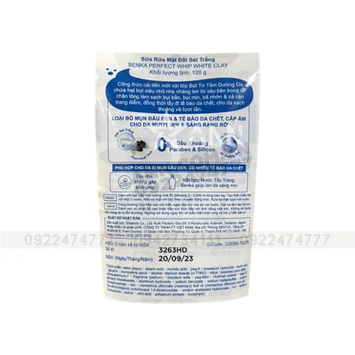 Chỗ sỉ sữa Rửa Mặt Senka Perfect Whip Đất Sét Màu Trắng 120g - Dành Cho Da Dầu Mụn