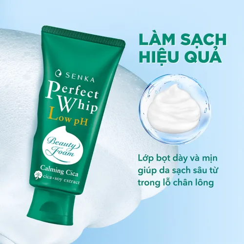 Nguồn hàng sỉ sữa Rửa Mặt Senka Perfect Whip Chiết Xuất Rau Má Màu Xanh Lá Dịu Nhẹ Cho Da Nhạy Cảm 100g
