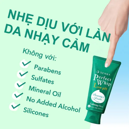 Nguồn hàng sỉ sữa Rửa Mặt Senka Perfect Whip Chiết Xuất Rau Má Màu Xanh Lá Dịu Nhẹ Cho Da Nhạy Cảm 100g