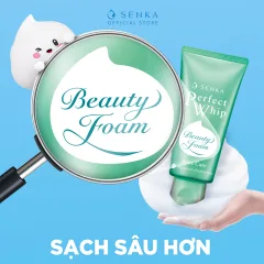 Senka Perfect Whip màu xanh ngọc, sữa rửa mặt giảm mụn 100g