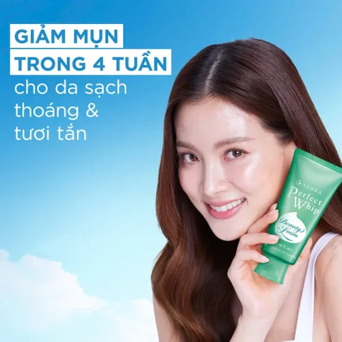 Senka Perfect Whip màu xanh ngọc, sữa rửa mặt giảm mụn 100g