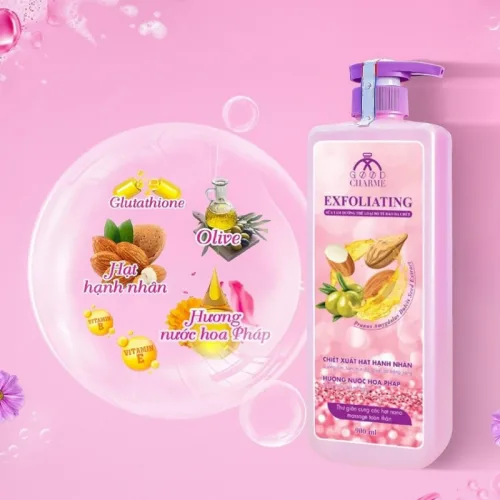 Shop sỉ sữa Tắm Cho Nữ Tẩy Tế Bào Da Chết Charme Exfoliating Hạt Hạnh Nhân Hương Nước Hoa Pháp 900ml