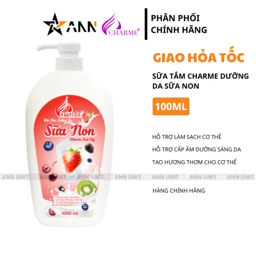 Sữa tắm Charme sữa non vitamin trái cây 1000ml hỗ trợ dưỡng sáng, cấp ẩm