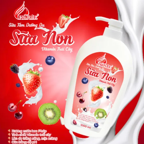 Sữa tắm Charme sữa non vitamin trái cây 1000ml hỗ trợ dưỡng sáng, cấp ẩm
