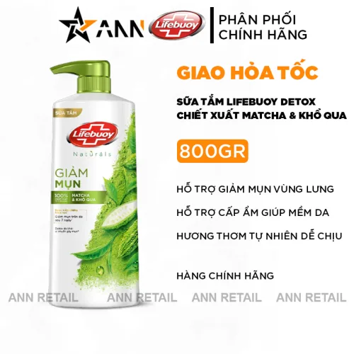 Chỗ sỉ sữa Tắm Giảm Mụn Lưng Lifebuoy Detox Chiết Xuất Matcha & Khổ Qua 800g