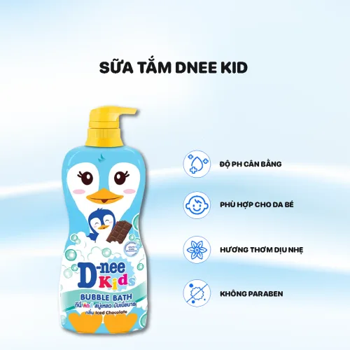Dnee Kid 400ml – Sữa tắm gội toàn thân cho bé hình chim cánh cụt xanh dương, Thái Lan