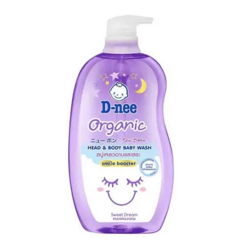 Dnee Organic màu tím, sữa tắm gội toàn thân cho bé sơ sinh 380ml