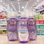 Dnee Organic màu tím, sữa tắm gội toàn thân cho bé sơ sinh 380ml