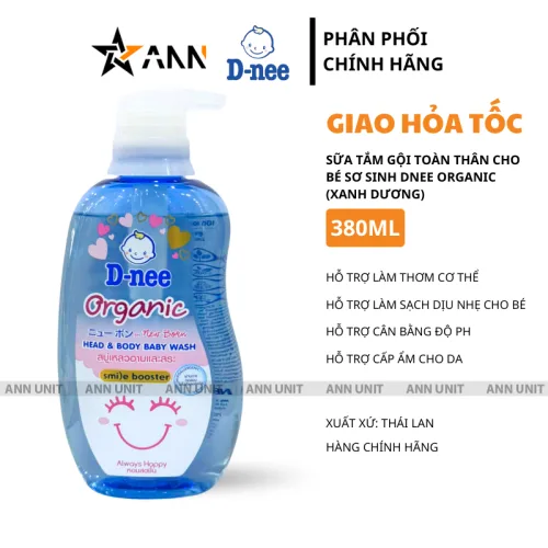 Dnee Organic sữa tắm gội toàn thân cho bé xanh dương 380ml