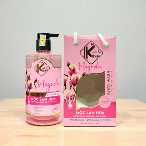 Nguồn hàng sỉ sữa Tắm Kina Hương Nước Hoa Mộc Lan 900ml - Hỗ Trợ Cấp Ẩm Dưỡng Sáng Da Mịn Màng - Tặng Kèm 1 Bông Tắm