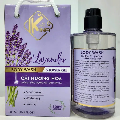 Sữa tắm Kina Labo Lavender Oải Hương 900ml kèm bông tắm