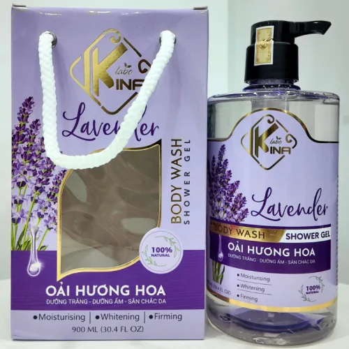 Sữa tắm Kina Labo Lavender Oải Hương 900ml kèm bông tắm