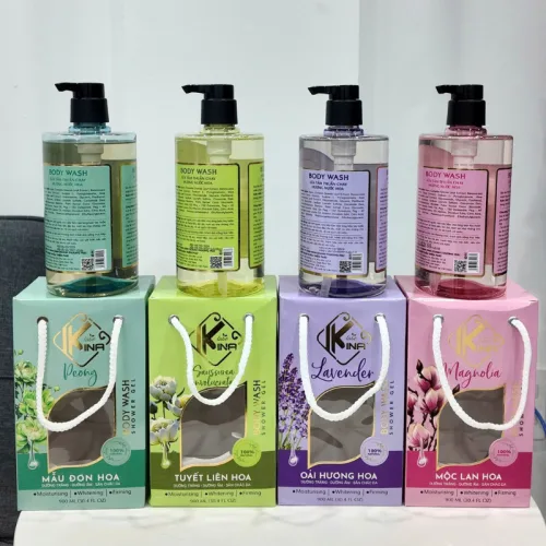 Sữa tắm Kina Labo Lavender Oải Hương 900ml kèm bông tắm