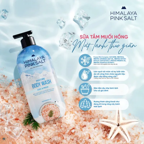Chỗ sỉ sữa Tắm Muối Hồng Himalaya Pink Cool & Freeze Làm Sạch Dưỡng Ẩm 500g