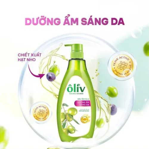 Sữa tắm Ôliv Ôliu hồng 650ml dưỡng ẩm 3x kèm quà tặng dầu gội Ôliu giảm gãy rụng tóc