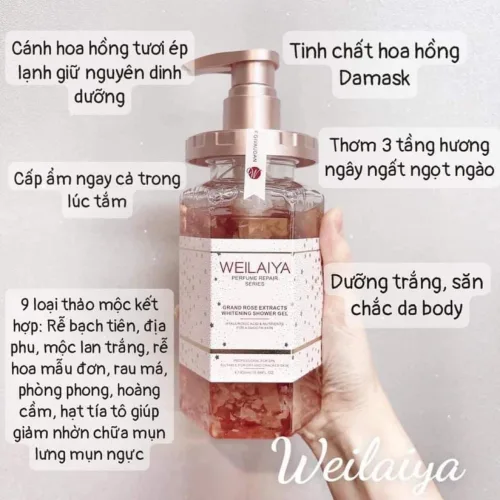 Chỗ sỉ sữa Tắm Trắng Da Cánh Hoa Hồng Weilaiya Damask 450ml Chính Hãng
