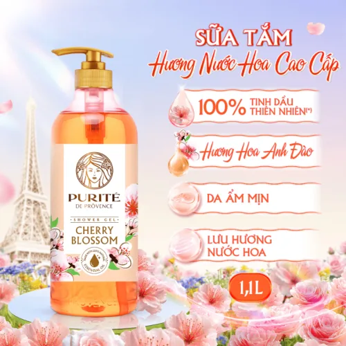 Chuyên sỉ sữa Tắm Purite Hương Hoa Anh Đào Cherry Blossom 1,1 lít - Sữa Tắm Dưỡng Sáng Da