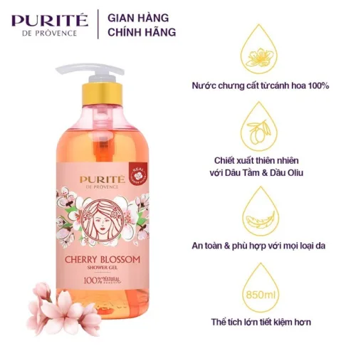 Nơi lấy sỉ sữa Tắm Trắng Da Purité Hương Hoa Anh Đào Cherry Blossom 850ml