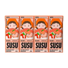 Chỗ sỉ sữa Trái Cây VINAMILK SUSU Hương Đào Vải 180ml/Hộp - Lốc 4 Hộp