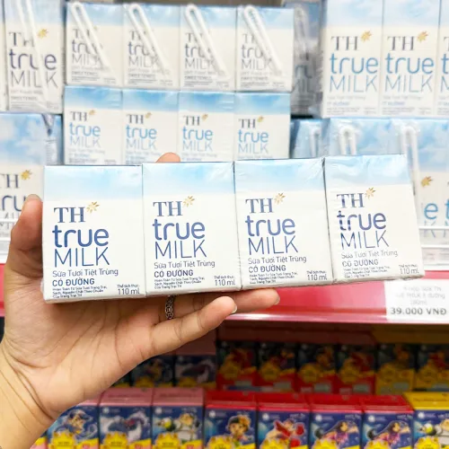 Nguồn hàng sỉ sữa Tươi Tiệt Trùng Có Đường TH True Milk Lốc 4 Hộp Nhỏ (110ml/Hộp)
